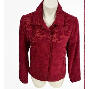 Croft & Barrow Deep Red Embossed Blazer - Structured Career Jacket - Size Medium
